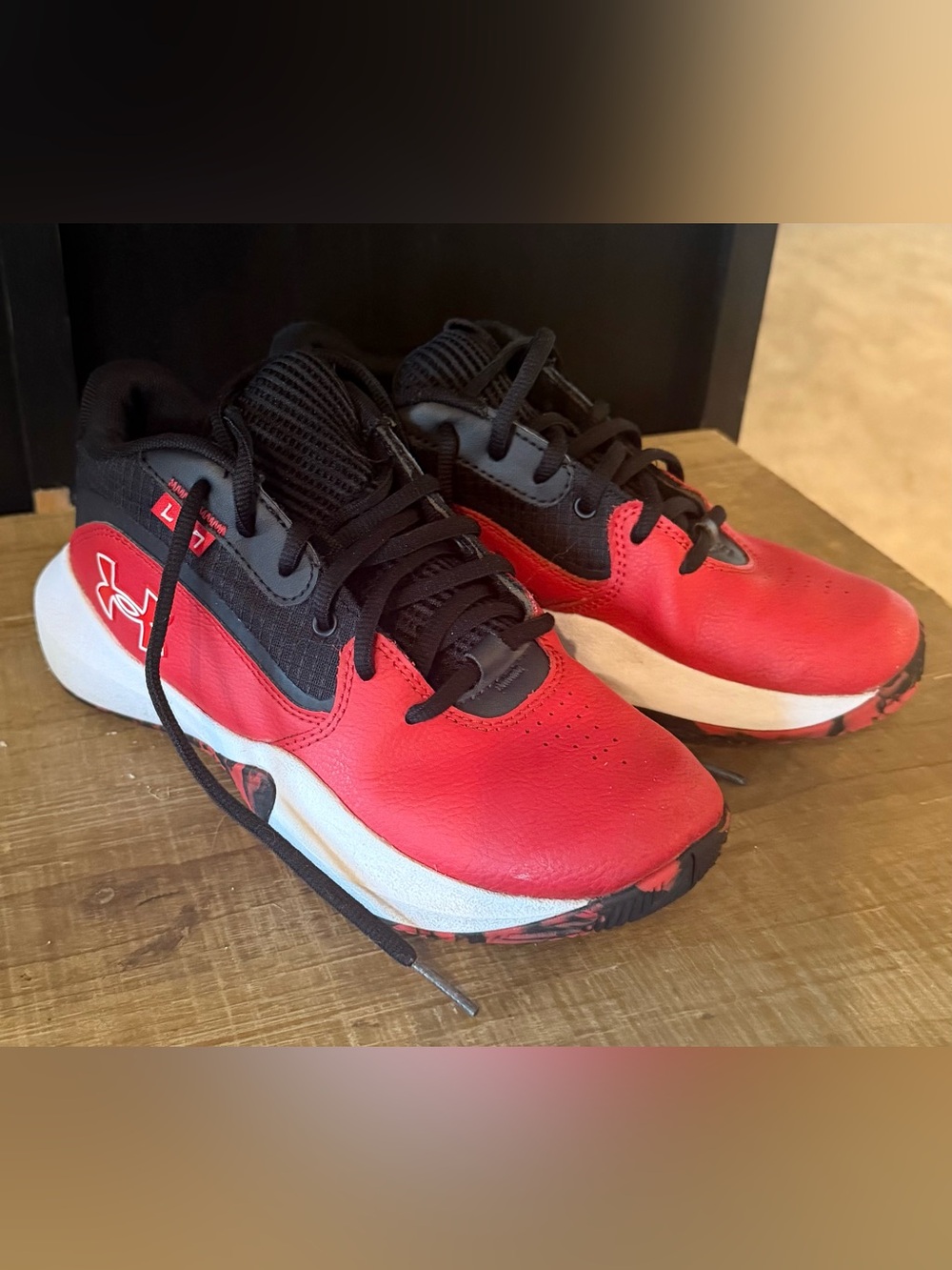 Under Armour Red and Black Kids' Athletic Sneakers